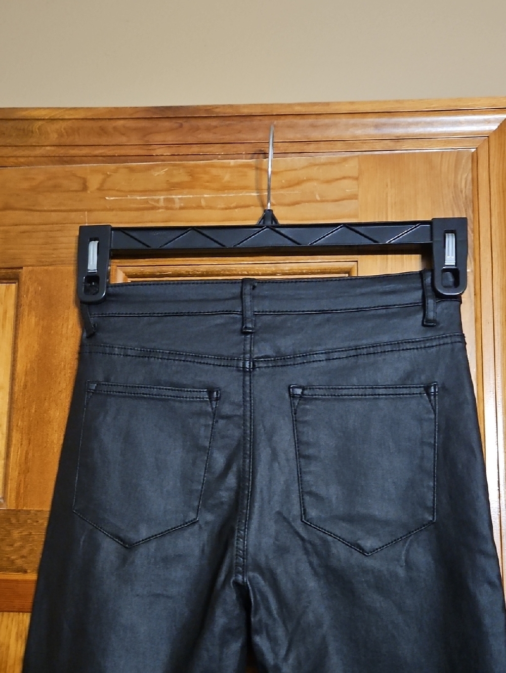 NWOT edikted Luna Black Faux Leather High-Rise Flare Jeans - Picture 8 of 13